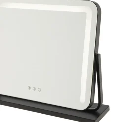 Sminkspegel med LED-belysning, svart, 52 x 44 cm
