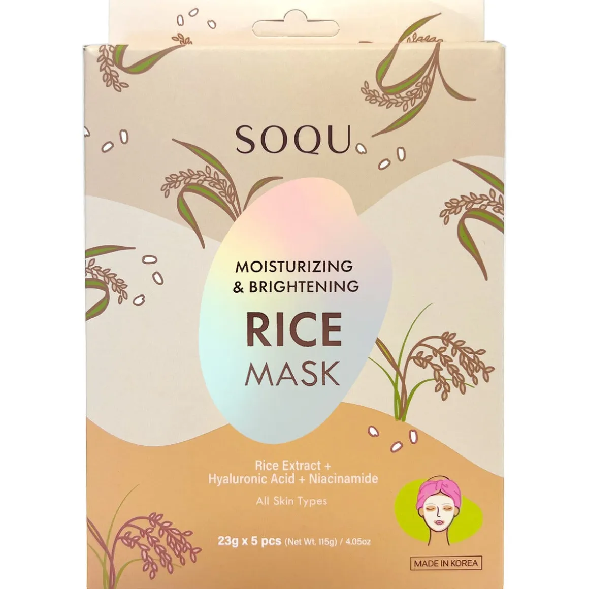 SOQU K-beauty koreansk mask, ansiktsmask, 5-pack