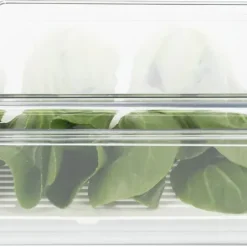 Stapelbar kylskåpsförvaring med låda, transparent