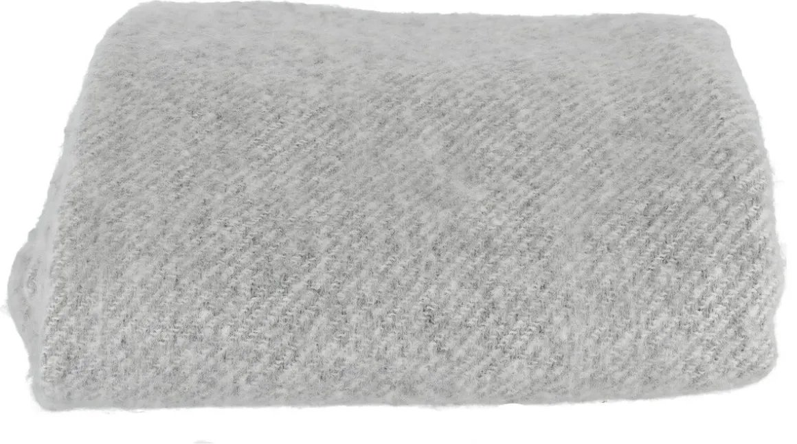 Stickad filt med fransar 127x152 cm, grå