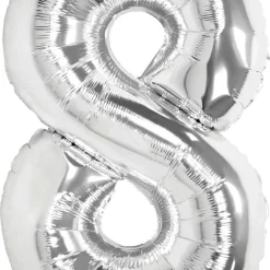 Stor sifferballong silver 82 cm, 0-9, 1-pack