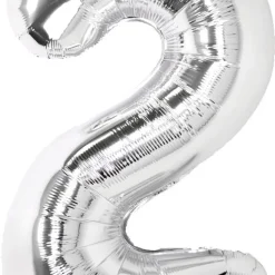 Stor sifferballong silver 82 cm, 0-9, 1-pack