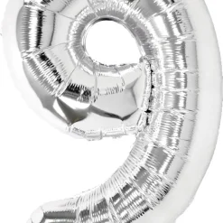 Stor sifferballong silver 82 cm, 0-9, 1-pack