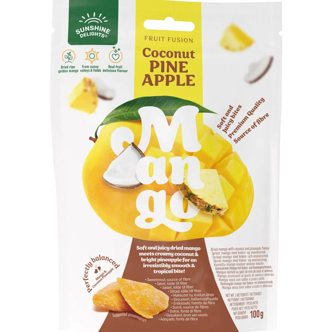 Sunshine Delights torkad mango, 100 g