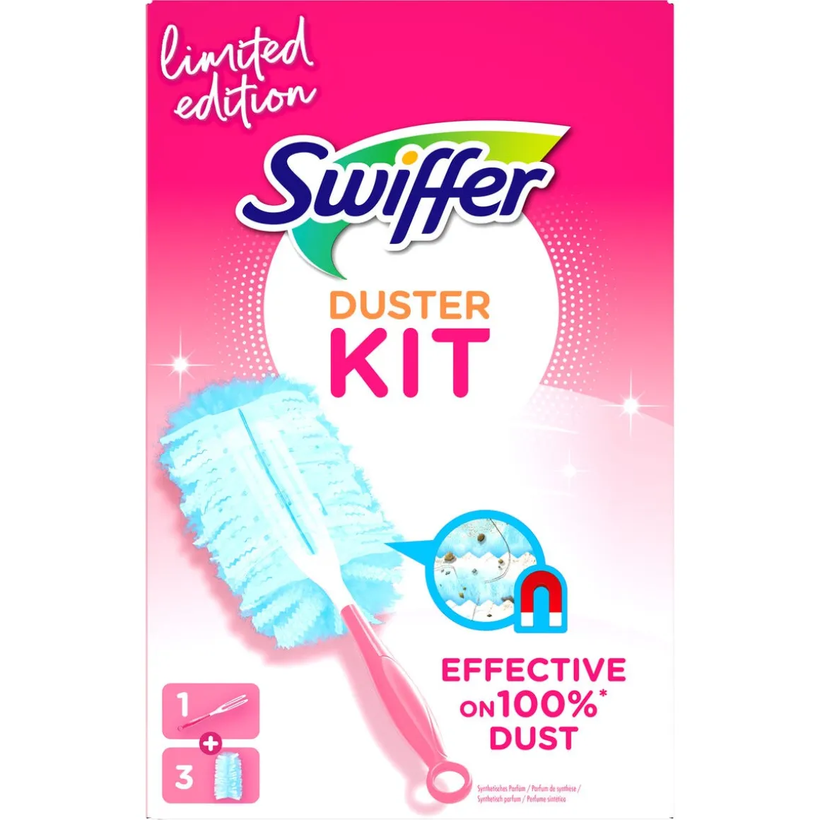 Swiffer Duster Kit dammvippa och 3 refiller, Rosa Bandet