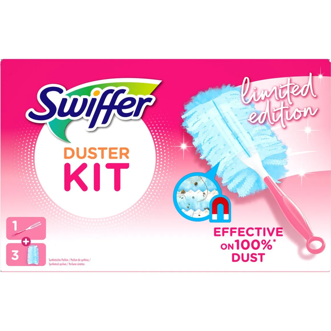 Swiffer Duster Kit dammvippa och 3 refiller, Rosa Bandet