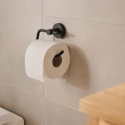 Tesa Moon Black toalettpappershållare självhäftande, svart