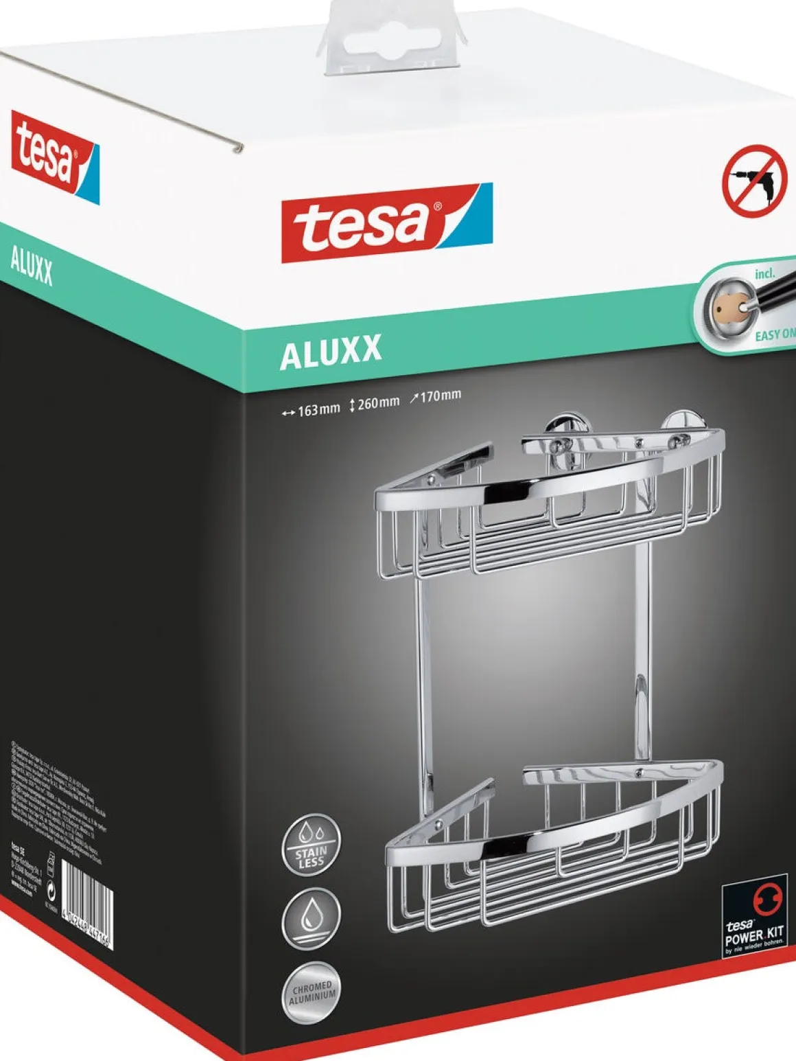 Tesa Aluxx dubbel duschhylla, krom