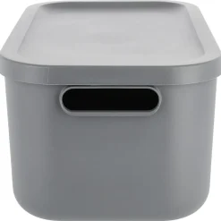 Tidy förvaringslåda med lock, återvunnen plast, grå