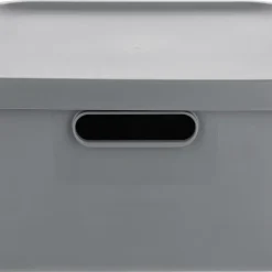Tidy förvaringslåda med lock, återvunnen plast, grå