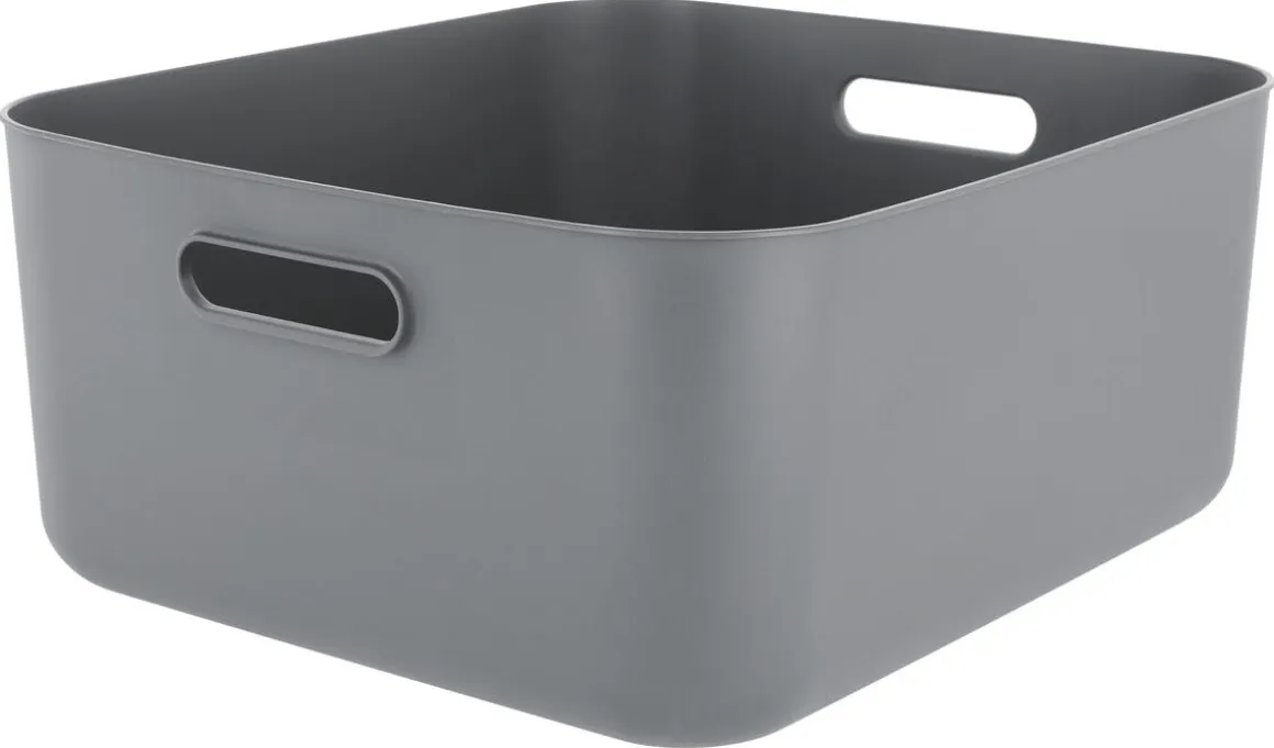 Tidy förvaringslåda med lock, återvunnen plast, grå