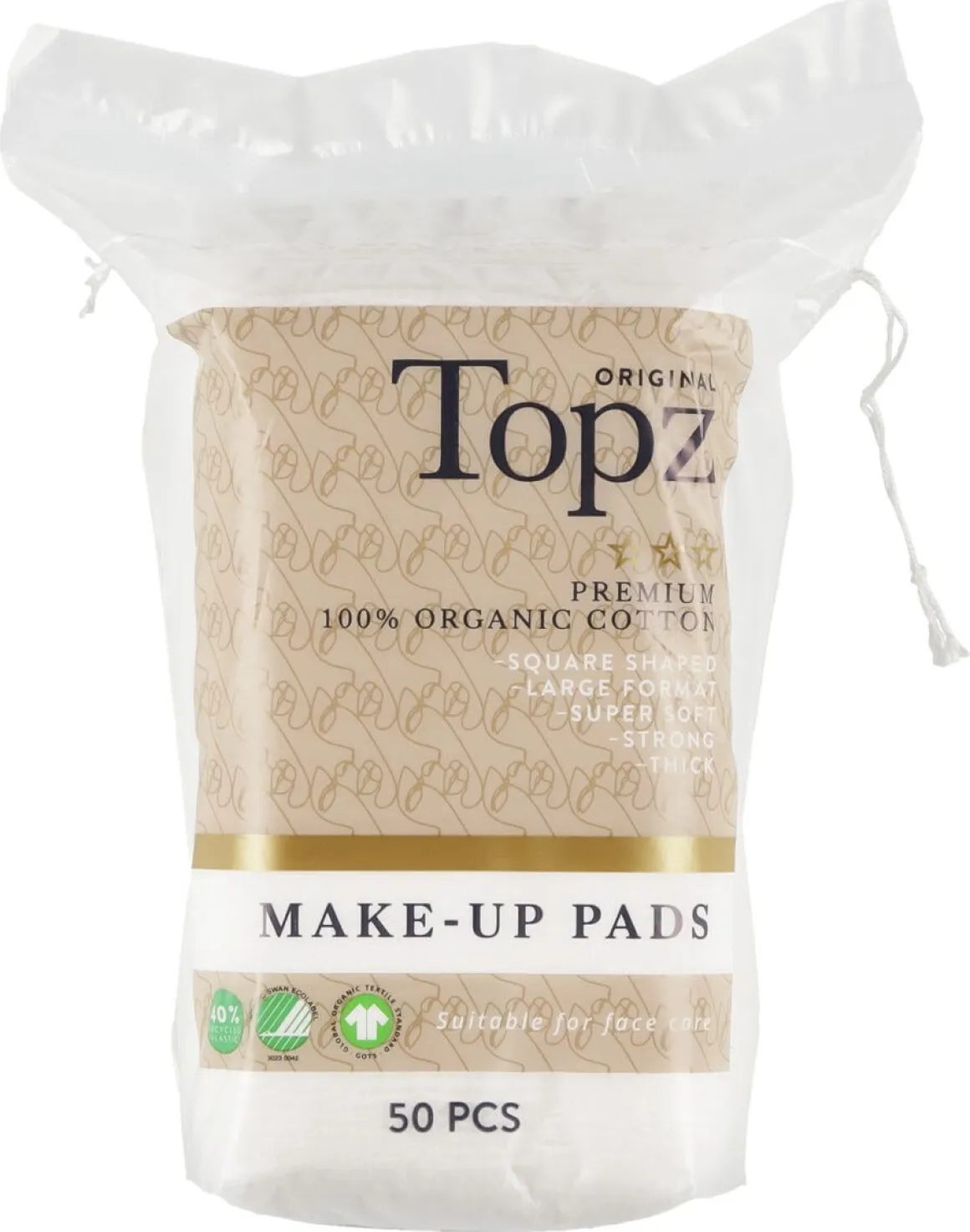Topz Original Square Make-Up Pads bomullspads, 50-pack
