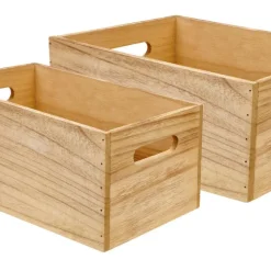 Trälådor med handtag, 2-pack