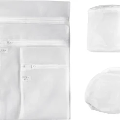 Tvättpåsar med dragkedja, vit, 6-pack
