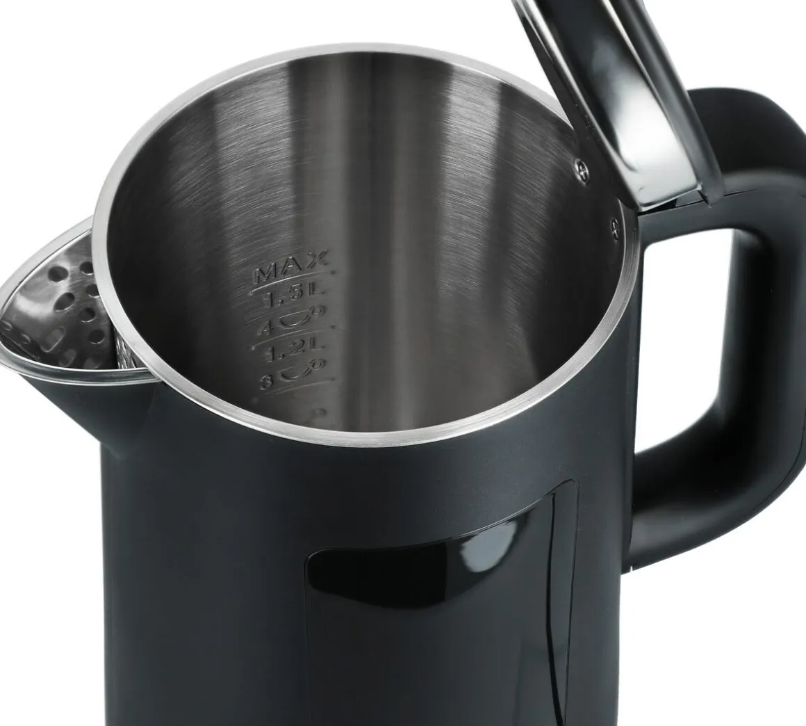 Vattenkokare med temperaturinställning svart 1,5 l